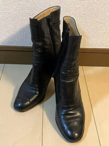 천연 가죽 지퍼 부츠 블랙 일본제