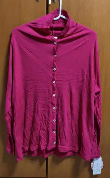 택 포함 새상품 천사의 면 쉬폰 루비 레드 LL 사이즈 가디건 긴팔