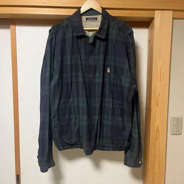 90s Nautica 리버서블 체크 블루종 스윙탑