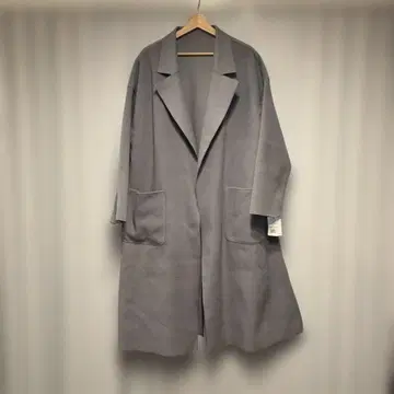 벨루나 그레이 롱 코트 프론트 포켓 부착