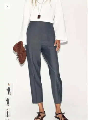 택 포함 미사용 새상품 ZARA 그레이 하이웨스트 팬츠 M