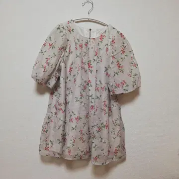 Rose Tiara 꽃무늬 반팔 티어드 드레스