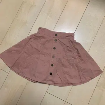 핑크 플레어 스커트 앞 버튼 포함