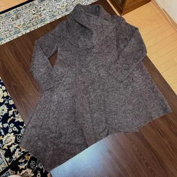 mizuiro ind 비대칭 니트 롱 코트 다크 브라운