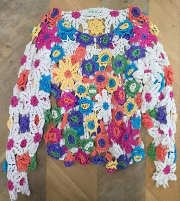 레어 플라워 니트 가디건 LEISURE BEE. 크로셰 뜨기 y52