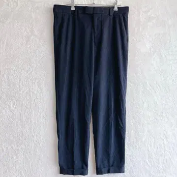 에이치앤엠 | 플란넬 원단 슬랙스 팬츠 밑단 롤업 다크 네이비