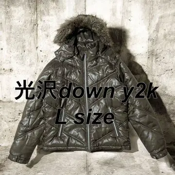 인기 모델 패딩 자켓 y2k 짧은 기장 광택 퍼 카키