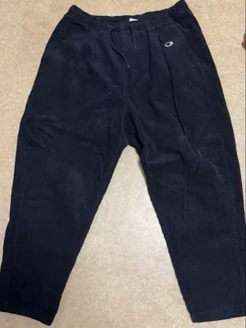 [챔피온] 코듀로이 팬츠 면 100% 턱 팬츠 블랙