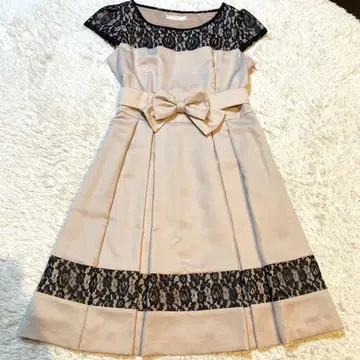 [any sis] 베이지와 블랙 레이스 A라인 드레스 사이즈 2