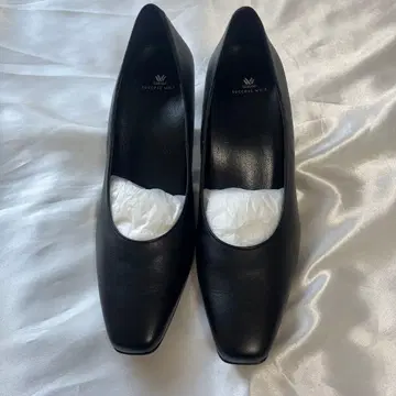 와코루 25cm E 서세스 워크 펌프스 가죽 신발 스퀘어토 블랙