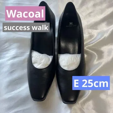 와코루 25cm E 서세스 워크 펌프스 가죽 신발 스퀘어토 블랙