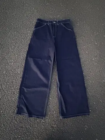 ZARA 와이드 레그 데님 팬츠 다크 블루