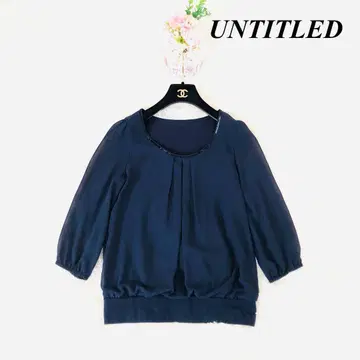 언타이틀 UNTITLED 스팽글 쉬폰 블라우스 네이비 2