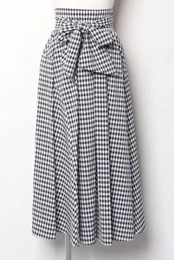 [ SNIDEL ] 리본 포함 플레어 스커트 체크 무늬