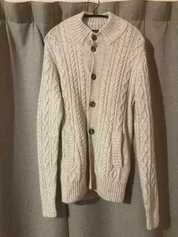 ESTNATION 그레이 케이블 니트 가디건 L