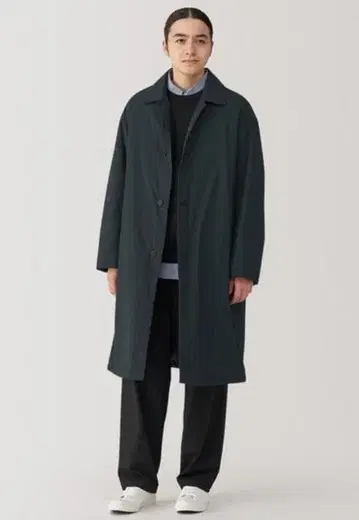 미사용 XL 무인양품 워셔블 충전솜 스텐카라 코트 블랙