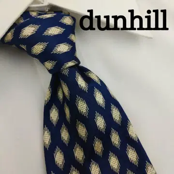 던힐 고급 실크 넥타이 올 패턴 네이비