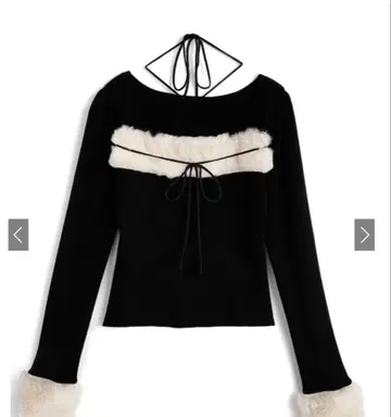 GRL 퍼 홀터넥 리본 니트탑 ru1387