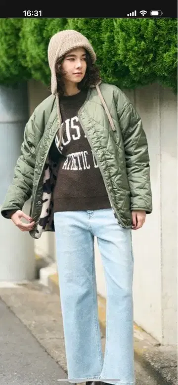 coca 코카 리버서블 퀼팅 블루종 M