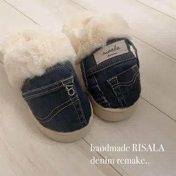 데님 리메이크 퍼 샌들