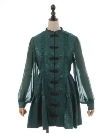 axes femme POETIQUE 차이나 티어드 미니 원피스 그린