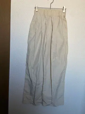 베이지 와이드 팬츠 [ S ] 바지 얇은 소재 여성용 허리밴딩 아이보리