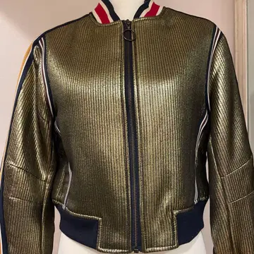 [ BCAGMAXAZRIA ] 메탈릭 골드 블루종 자켓