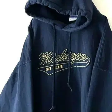 길단 미시건 자수 맨투맨 후드티 XL 네이비 구제 의류