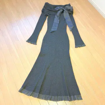 프레이 아이디 오프숄더 리본 니트 원피스