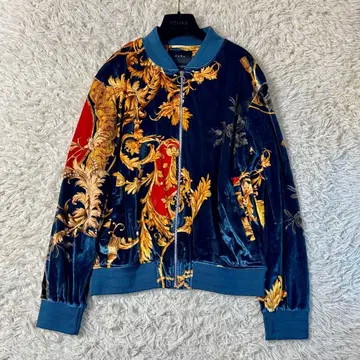 [ 새상품급 ] 자라 스카프 패턴 올 패턴 긴팔 벨로아 블루종 42