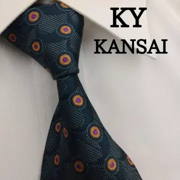 칸자이 고급 실크 넥타이 올 패턴 다크 그레이