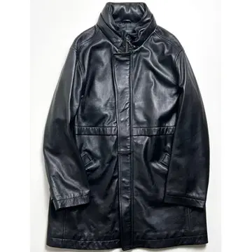 정가 20만엔~ [새상품급] 더반/스탠드 카라 레더 코트/양가죽/블랙/M