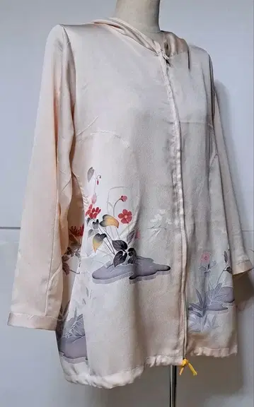 츠케사게 기모노 리메이크 후드티 꽃무늬