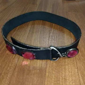 [ 레어 ] 블랙 컬러 가죽 핑크색 보석 벨트 블랙 컬러 BLACK