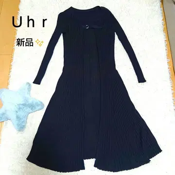우아 Uhr 리브 롱 니트 원피스 가디건 실크 19ss