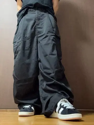 [ CPCM ] 배기 카고 팬츠 블랙 [ 초와이드 ]