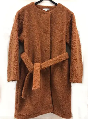 보아 소재 브라운 롱 코트 벨트 포함 L 사이즈