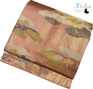 [ E6119 ] 나고야 오비 나고야 스타일 핑크 골드 358cm 완성품