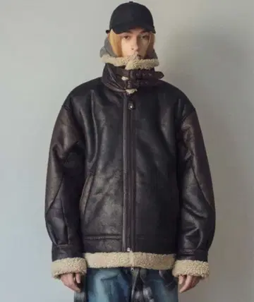 monkey time 다크 브라운 무스탕 자켓