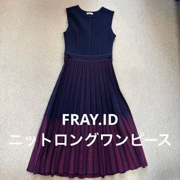 FRAY.ID 플리츠 니트 원피스 네이비