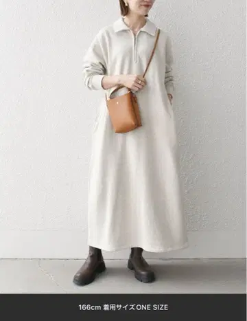 SHIPS any USA 코튼 속기모 하프 지퍼 원피스