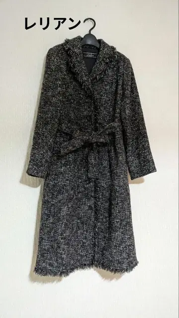 레리안 프린지 장식 트위드 롱 코트 9호