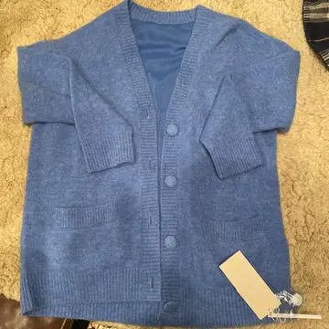 파랑색 가디건 알파카 양모 혼방 택 포함 새상품