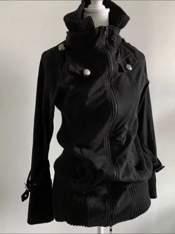 블랙 밀리터리 자켓 하이넥 y2k