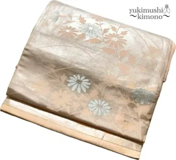 ZZ5150 나고야 오비 나고야 제단 핑크 실버 337cm 꽃 무늬