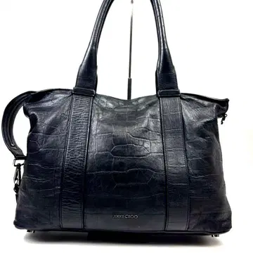 [ 새상품급 ] 지미추 토트백 악어 엠보싱 가죽 숄더 A4 블랙