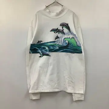 COTTON DELUXE 긴팔 티셔츠 롱T 그래픽 해달 90s