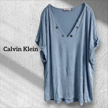 1점 한정 Calvin Klein 라이트 블루 V넥 티셔츠