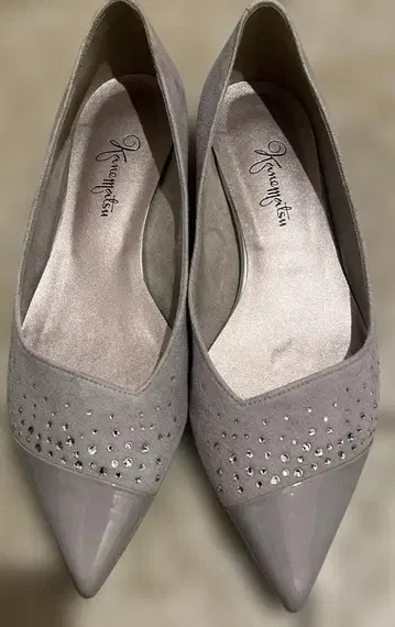 긴자 카네마츠 스틸레토 펌프스 스웨이드 x 에나멜 절개 / 스톤 부착