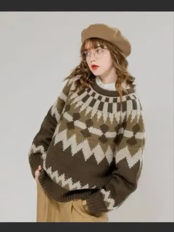 노르딕 무늬 긴팔 니트